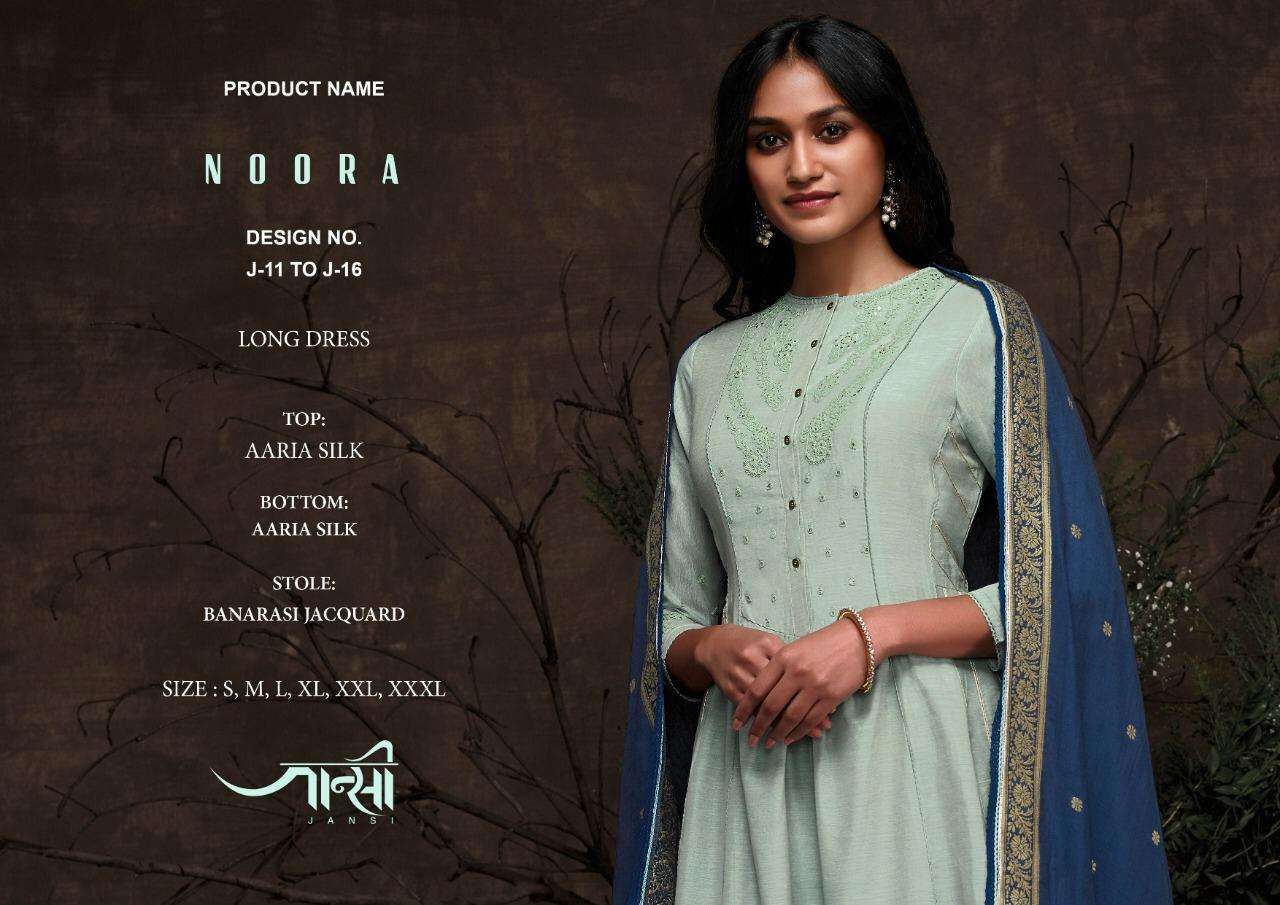 NOORA BY JHANSI 11 TO 16 SERIES DESIGNER FESTIVE SUITS COLLECTION BEAUTIFUL STYLISH FANCY COLORFUL PARTY WEAR & OCCASIONAL WEAR AARIA SILK DRESSES AT WHOLESALE PRICE