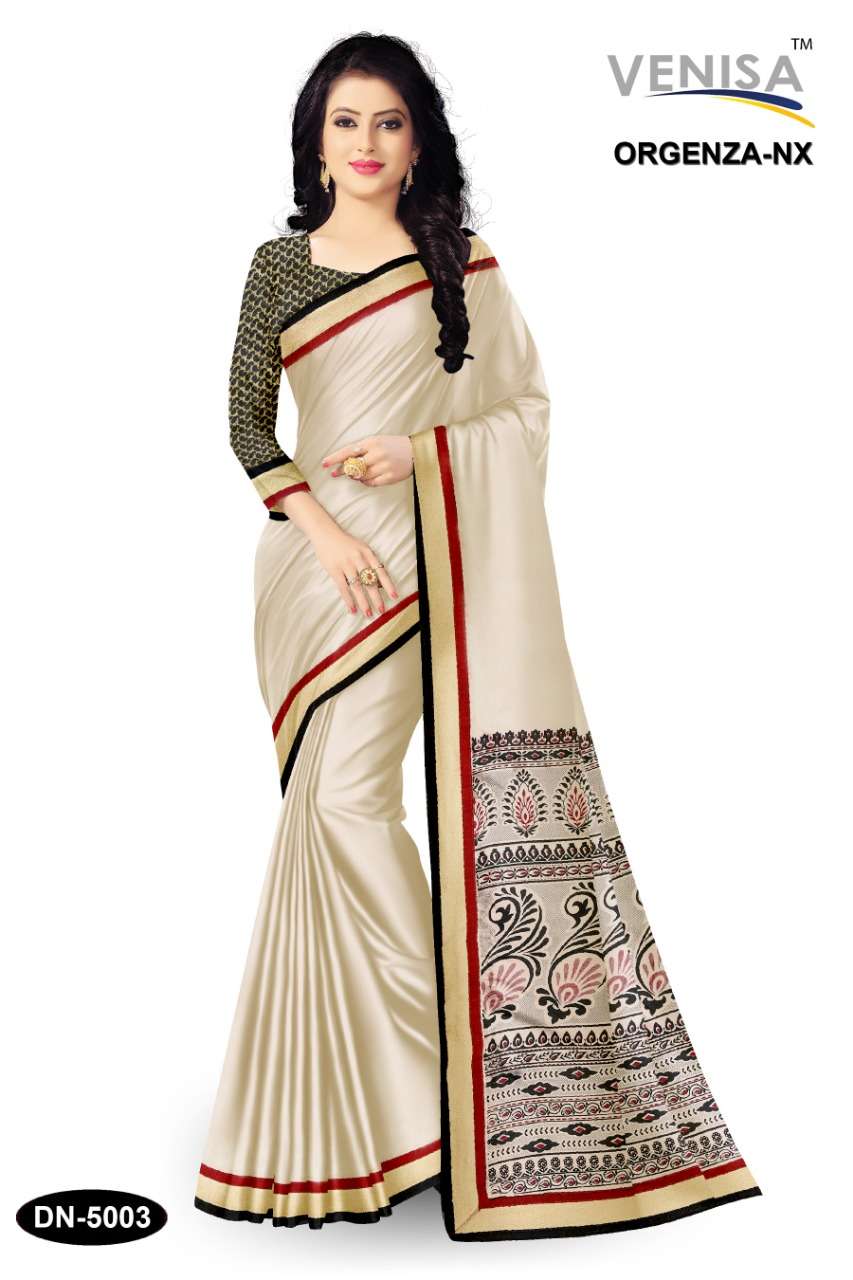 ORGENZA NX BY VENISA 5001 TO 5008 SERIES INDIAN TRADITIONAL WEAR COLLECTION BEAUTIFUL STYLISH FANCY COLORFUL PARTY WEAR & OCCASIONAL WEAR DYED PRINTED SAREES AT WHOLESALE PRICE