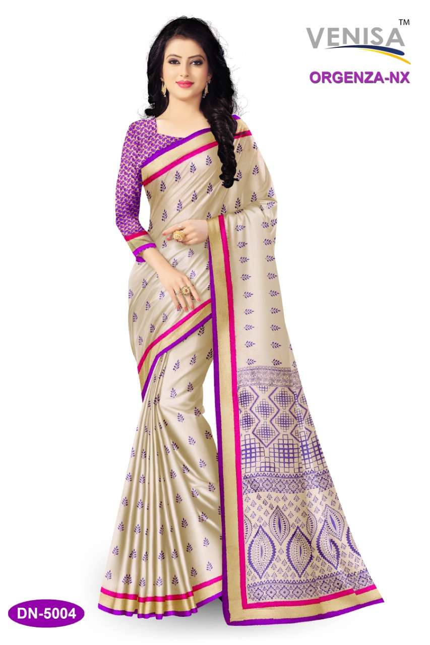 ORGENZA NX BY VENISA 5001 TO 5008 SERIES INDIAN TRADITIONAL WEAR COLLECTION BEAUTIFUL STYLISH FANCY COLORFUL PARTY WEAR & OCCASIONAL WEAR DYED PRINTED SAREES AT WHOLESALE PRICE