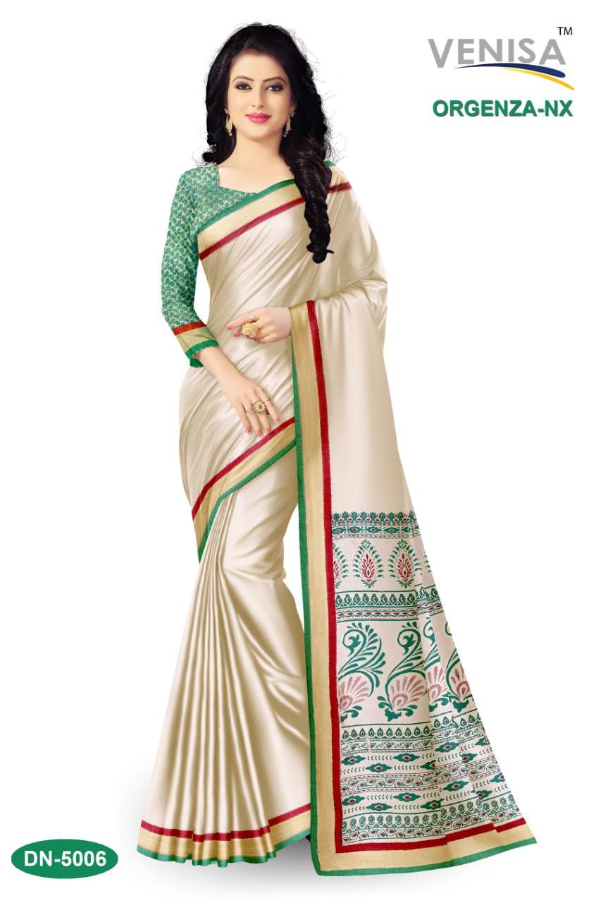 ORGENZA NX BY VENISA 5001 TO 5008 SERIES INDIAN TRADITIONAL WEAR COLLECTION BEAUTIFUL STYLISH FANCY COLORFUL PARTY WEAR & OCCASIONAL WEAR DYED PRINTED SAREES AT WHOLESALE PRICE