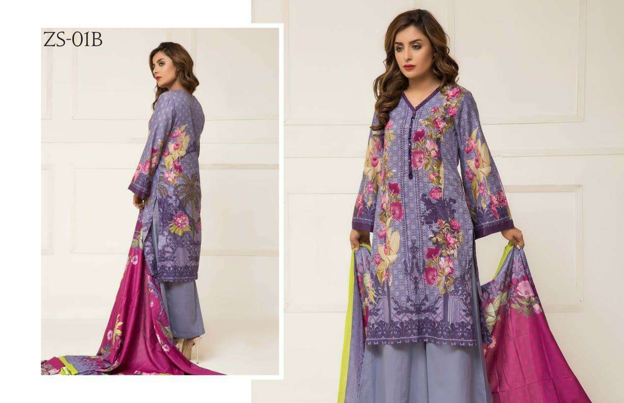 SIGNATURE ICON VOL-2 BY Z S TEXTILE 01-A TO 12-B SERIES DESIGNER SUITS BEAUTIFUL STYLISH FANCY COLORFUL PARTY WEAR & ETHNIC WEAR LAWN PRINTED DRESSES AT WHOLESALE PRICE