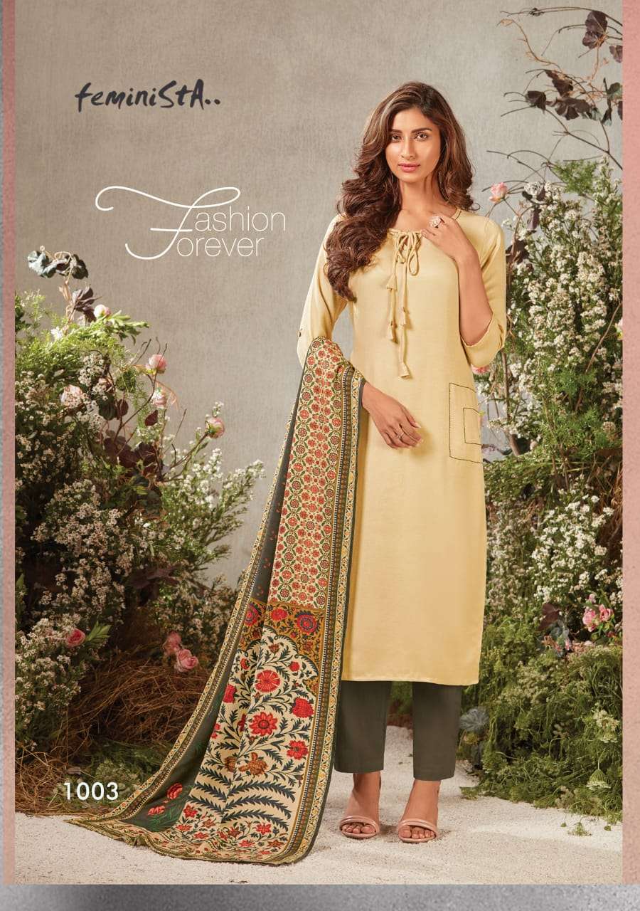 SAPPIRE BY FEMINISTA 1001 TO 1008 SERIES BEAUTIFUL STYLISH FANCY COLORFUL CASUAL WEAR & ETHNIC WEAR & READY TO WEAR PASHMINA DIGITAL PRINTED KURTIS WITH DUPATTA AT WHOLESALE PRICE