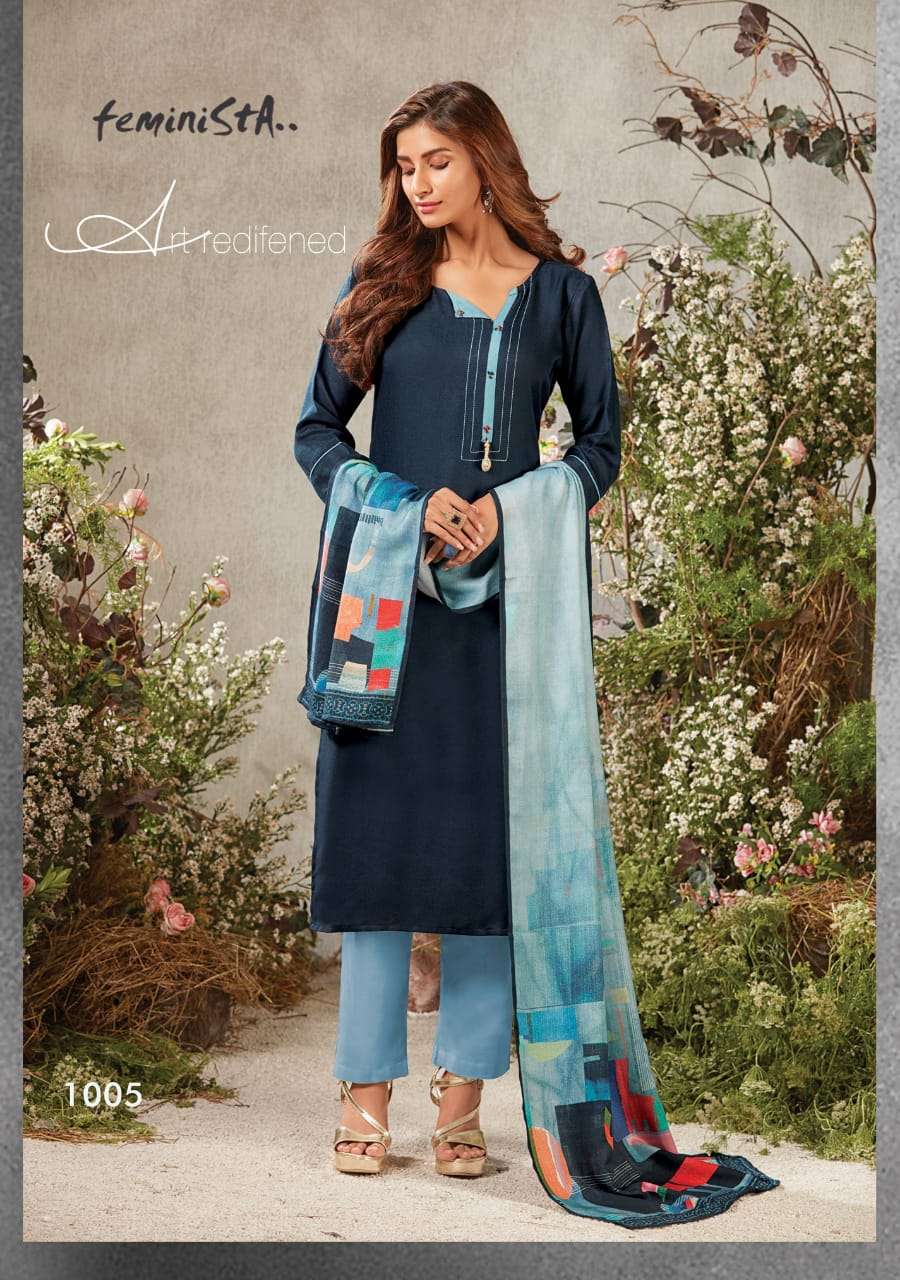 SAPPIRE BY FEMINISTA 1001 TO 1008 SERIES BEAUTIFUL STYLISH FANCY COLORFUL CASUAL WEAR & ETHNIC WEAR & READY TO WEAR PASHMINA DIGITAL PRINTED KURTIS WITH DUPATTA AT WHOLESALE PRICE
