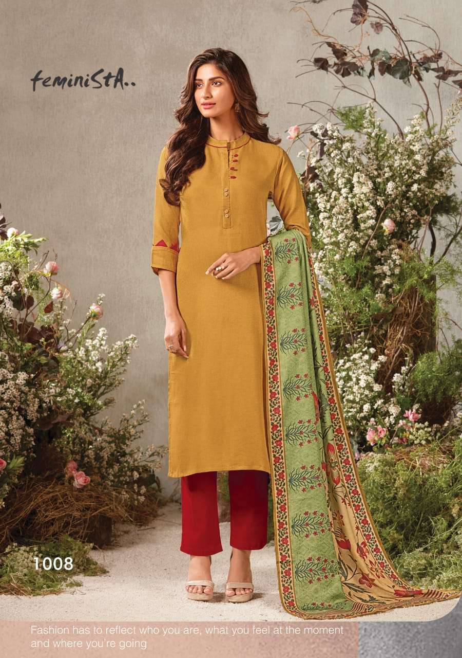 SAPPIRE BY FEMINISTA 1001 TO 1008 SERIES BEAUTIFUL STYLISH FANCY COLORFUL CASUAL WEAR & ETHNIC WEAR & READY TO WEAR PASHMINA DIGITAL PRINTED KURTIS WITH DUPATTA AT WHOLESALE PRICE