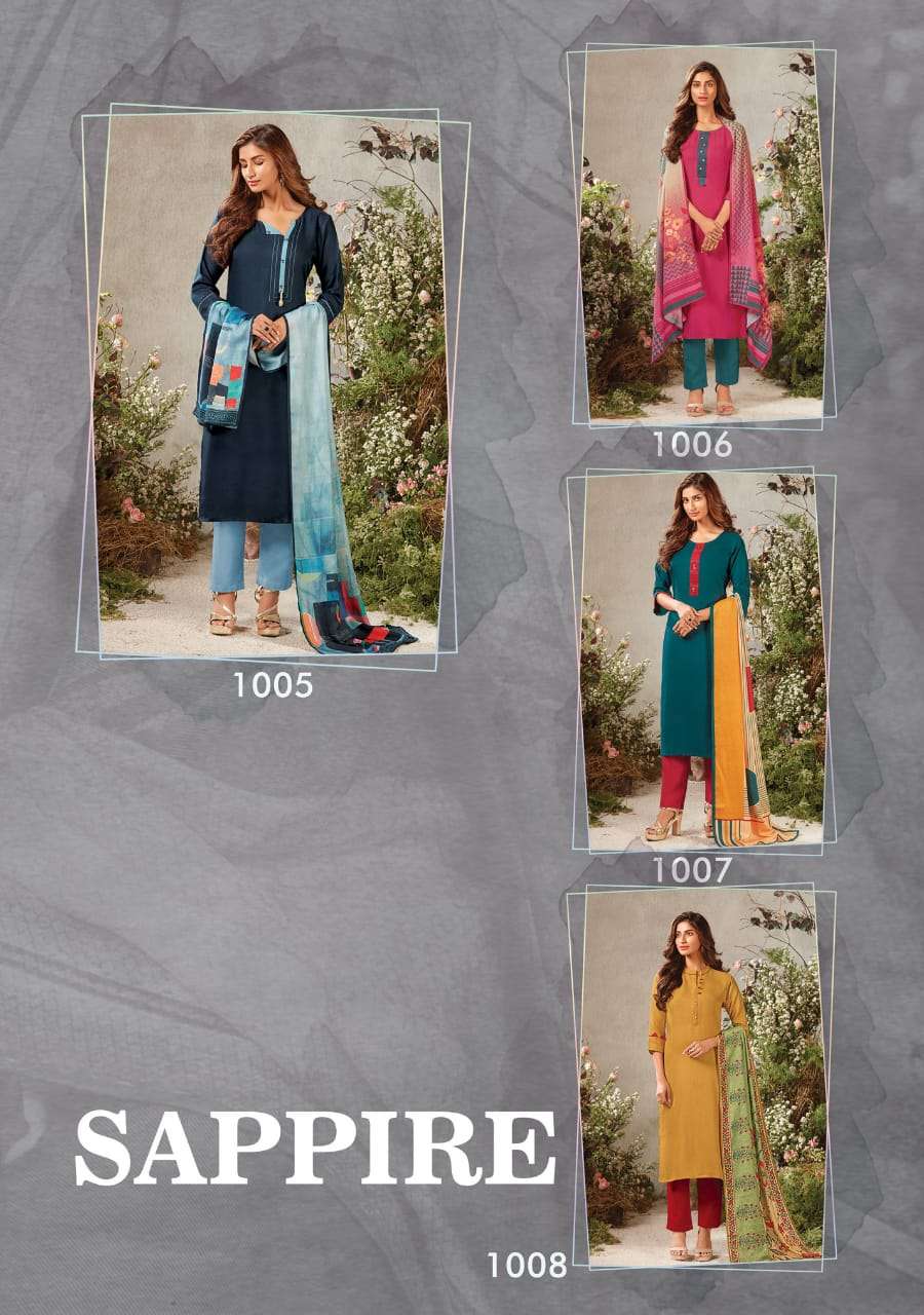 SAPPIRE BY FEMINISTA 1001 TO 1008 SERIES BEAUTIFUL STYLISH FANCY COLORFUL CASUAL WEAR & ETHNIC WEAR & READY TO WEAR PASHMINA DIGITAL PRINTED KURTIS WITH DUPATTA AT WHOLESALE PRICE