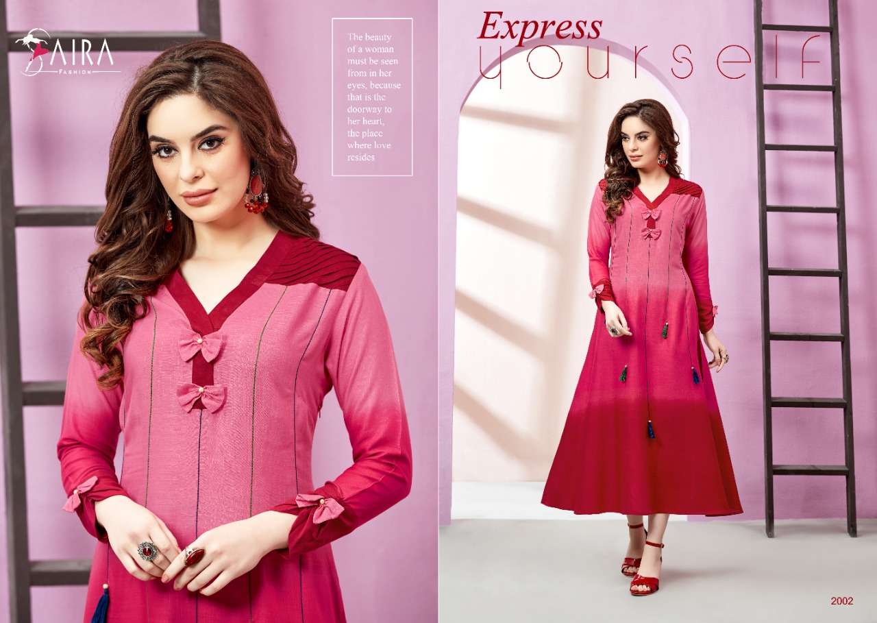 SAIRA VOL-2 BY RAM FASHION 2001 TO 2006 SERIES BEAUTIFUL COLORFUL STYLISH FANCY CASUAL WEAR & ETHNIC WEAR & READY TO WEAR RAYON SLUB WITH SHADED EMBROIDERY KURTIS AT WHOLESALE PRICE