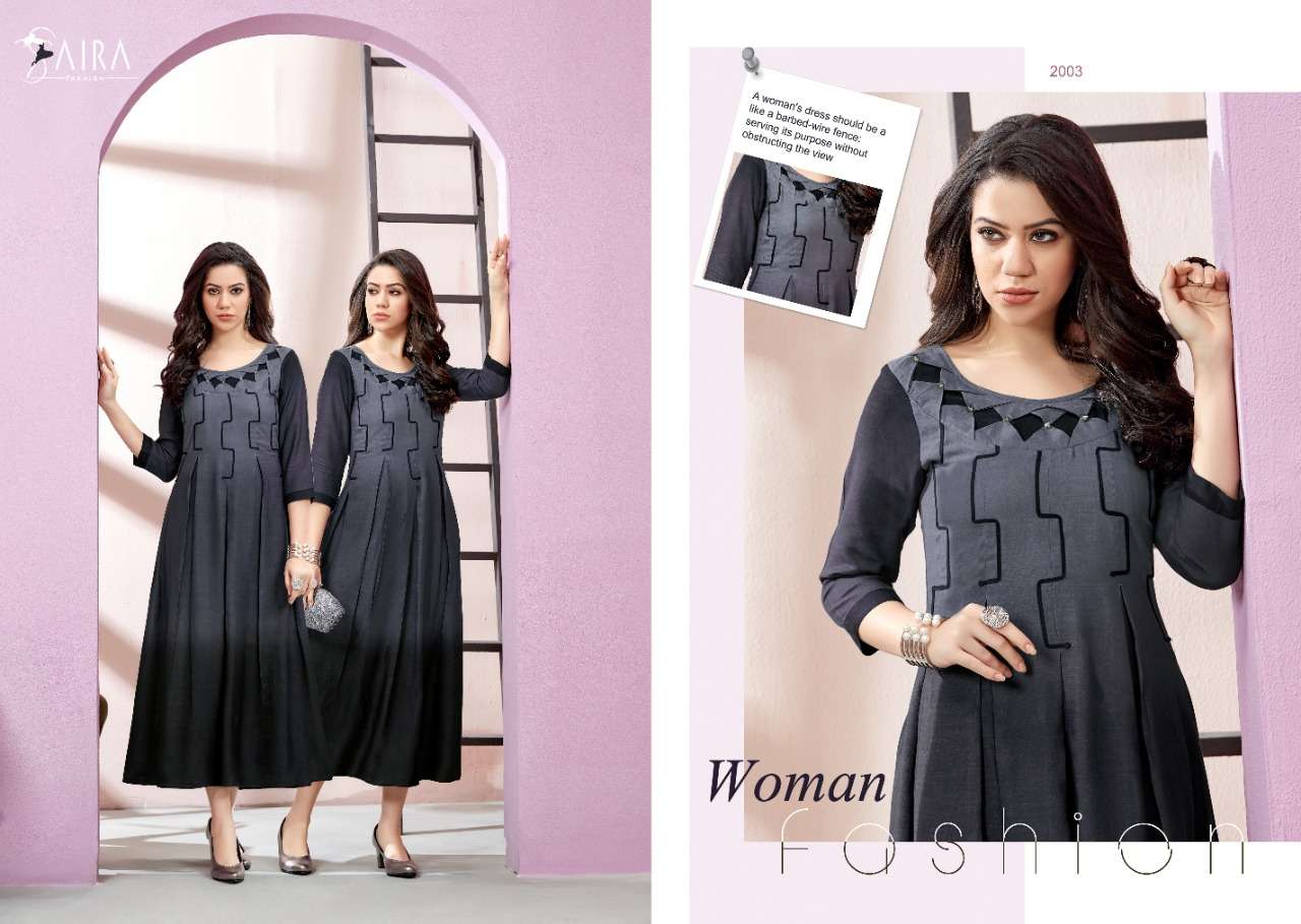 SAIRA VOL-2 BY RAM FASHION 2001 TO 2006 SERIES BEAUTIFUL COLORFUL STYLISH FANCY CASUAL WEAR & ETHNIC WEAR & READY TO WEAR RAYON SLUB WITH SHADED EMBROIDERY KURTIS AT WHOLESALE PRICE