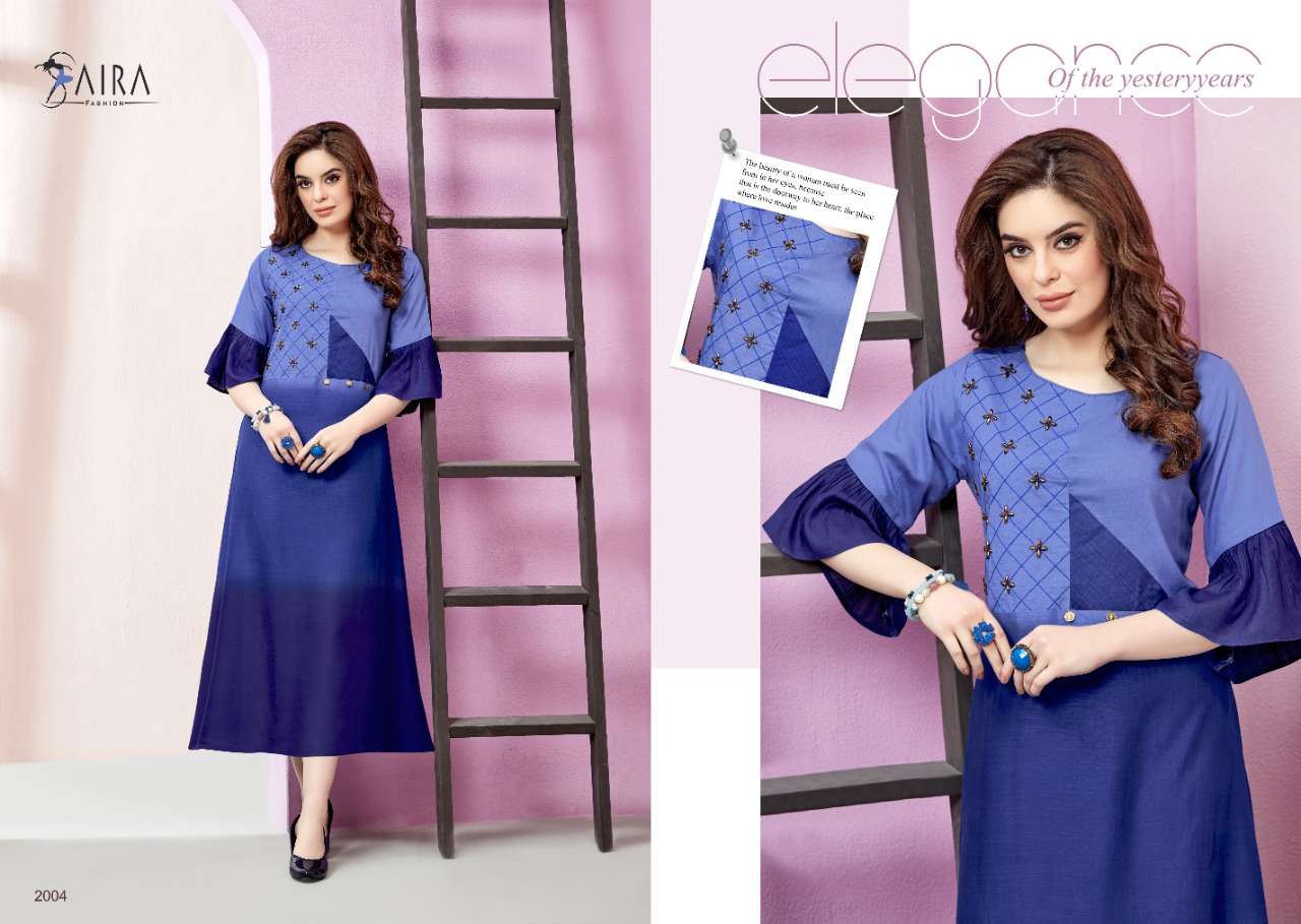 SAIRA VOL-2 BY RAM FASHION 2001 TO 2006 SERIES BEAUTIFUL COLORFUL STYLISH FANCY CASUAL WEAR & ETHNIC WEAR & READY TO WEAR RAYON SLUB WITH SHADED EMBROIDERY KURTIS AT WHOLESALE PRICE