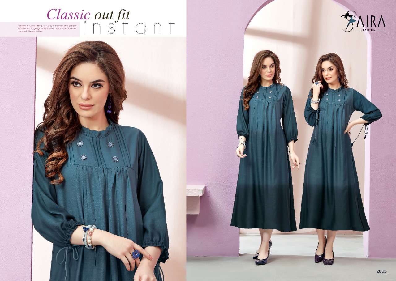 SAIRA VOL-2 BY RAM FASHION 2001 TO 2006 SERIES BEAUTIFUL COLORFUL STYLISH FANCY CASUAL WEAR & ETHNIC WEAR & READY TO WEAR RAYON SLUB WITH SHADED EMBROIDERY KURTIS AT WHOLESALE PRICE