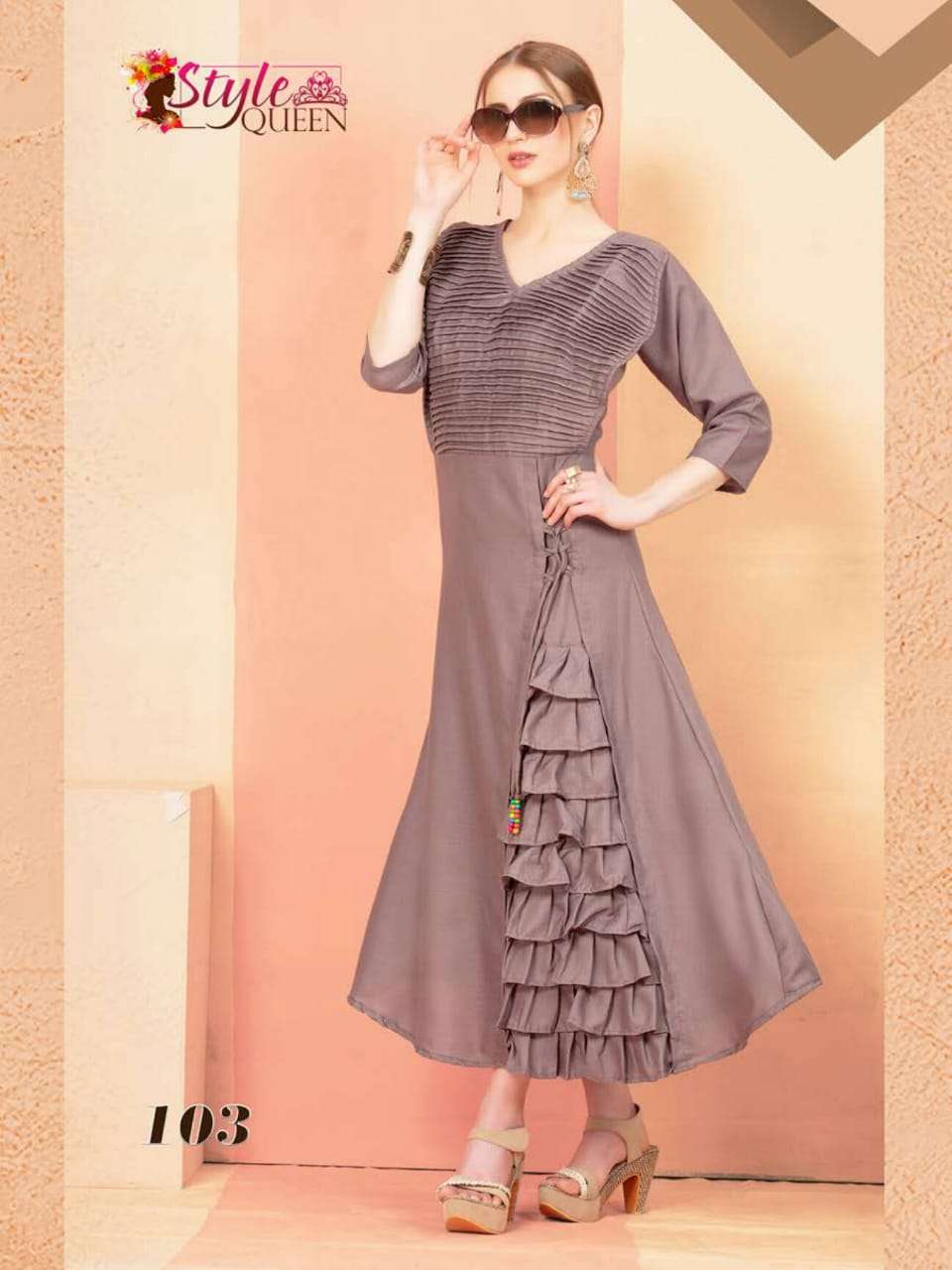 DELLAA BY STYLE QUEEN 101 TO 108 SERIES BEAUTIFUL COLORFUL STYLISH FANCY CASUAL WEAR & ETHNIC WEAR & READY TO WEAR SILK BANGLORI KURTIS AT WHOLESALE PRICE