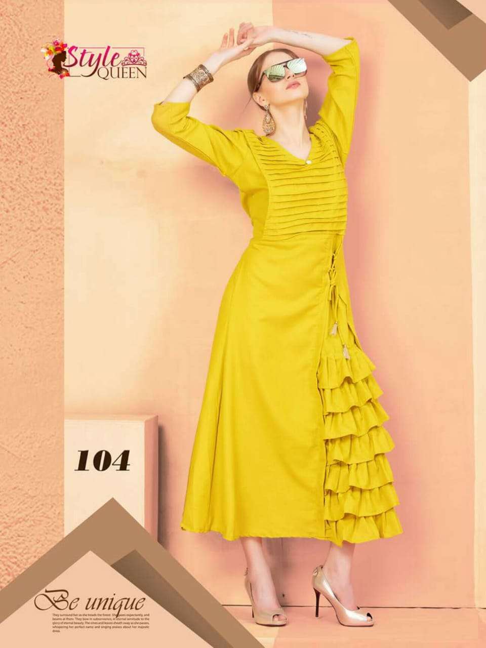 DELLAA BY STYLE QUEEN 101 TO 108 SERIES BEAUTIFUL COLORFUL STYLISH FANCY CASUAL WEAR & ETHNIC WEAR & READY TO WEAR SILK BANGLORI KURTIS AT WHOLESALE PRICE