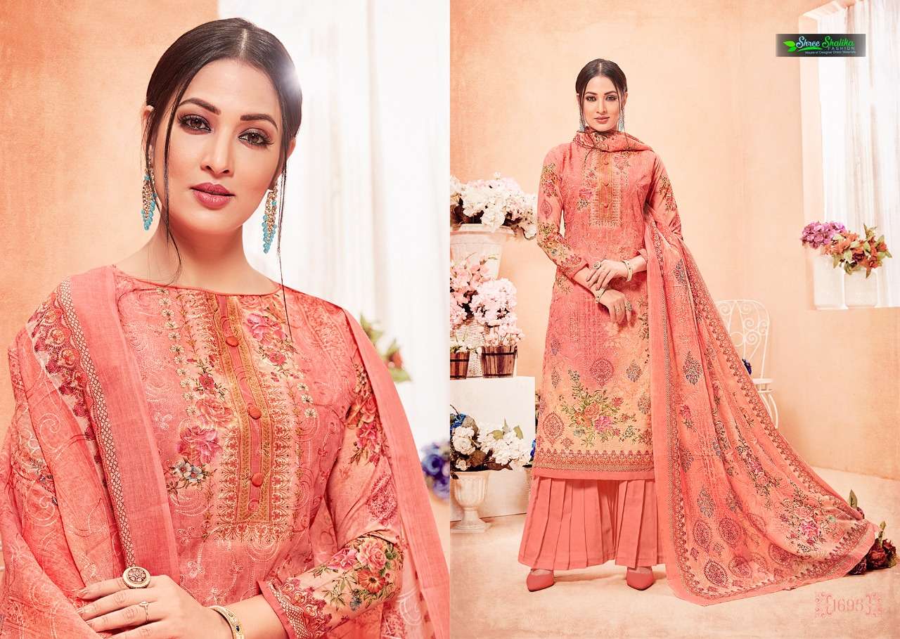 SHALIKA VOL-40 BY SHALIKA- FASHION 1691 TO 1696 DESIGNER COLLECTION SHARARA SUITS BEAUTIFUL STYLISH FANCY COLORFUL PARTY WEAR & OCCASIONAL WEAR PURE COTTON SATIN DIGITAL PRINTED DRESSES AT WHOLESALE PRICE