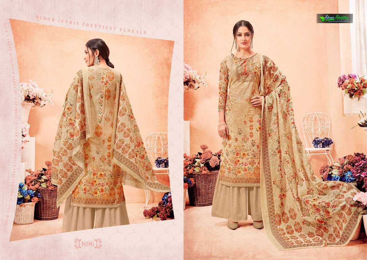 SHALIKA VOL-40 BY SHALIKA- FASHION 1691 TO 1696 DESIGNER COLLECTION SHARARA SUITS BEAUTIFUL STYLISH FANCY COLORFUL PARTY WEAR & OCCASIONAL WEAR PURE COTTON SATIN DIGITAL PRINTED DRESSES AT WHOLESALE PRICE
