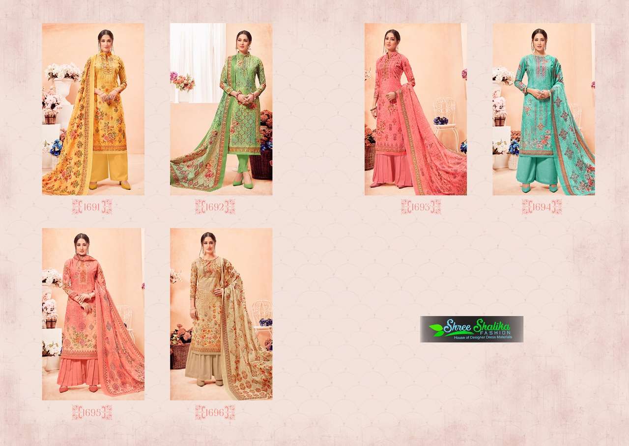 SHALIKA VOL-40 BY SHALIKA- FASHION 1691 TO 1696 DESIGNER COLLECTION SHARARA SUITS BEAUTIFUL STYLISH FANCY COLORFUL PARTY WEAR & OCCASIONAL WEAR PURE COTTON SATIN DIGITAL PRINTED DRESSES AT WHOLESALE PRICE