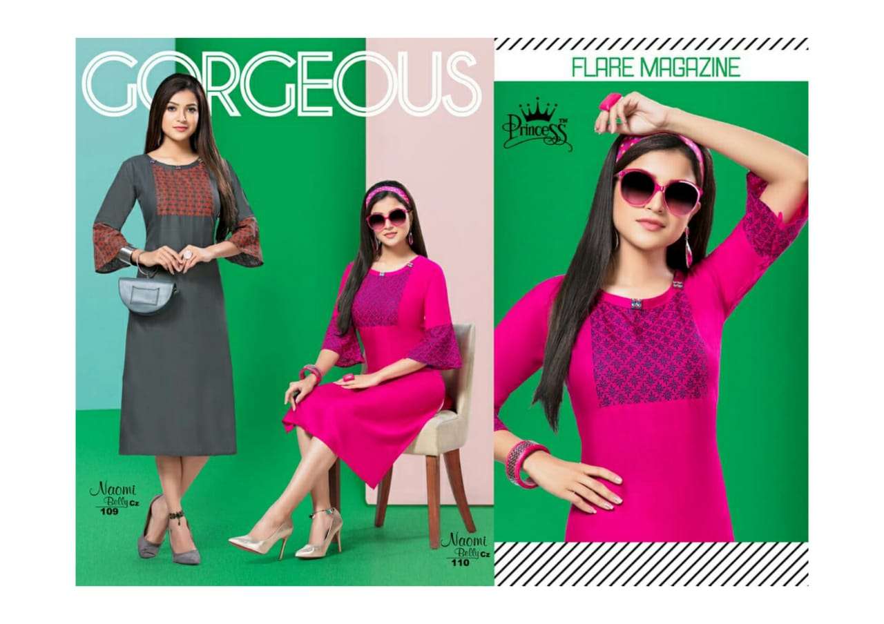 NAOMI BELLY BY PRINCESS 101 TO 112 SERIES BEAUTIFUL COLORFUL STYLISH FANCY CASUAL WEAR & ETHNIC WEAR & READY TO WEAR SLUB RAYON KURTIS AT WHOLESALE PRICE