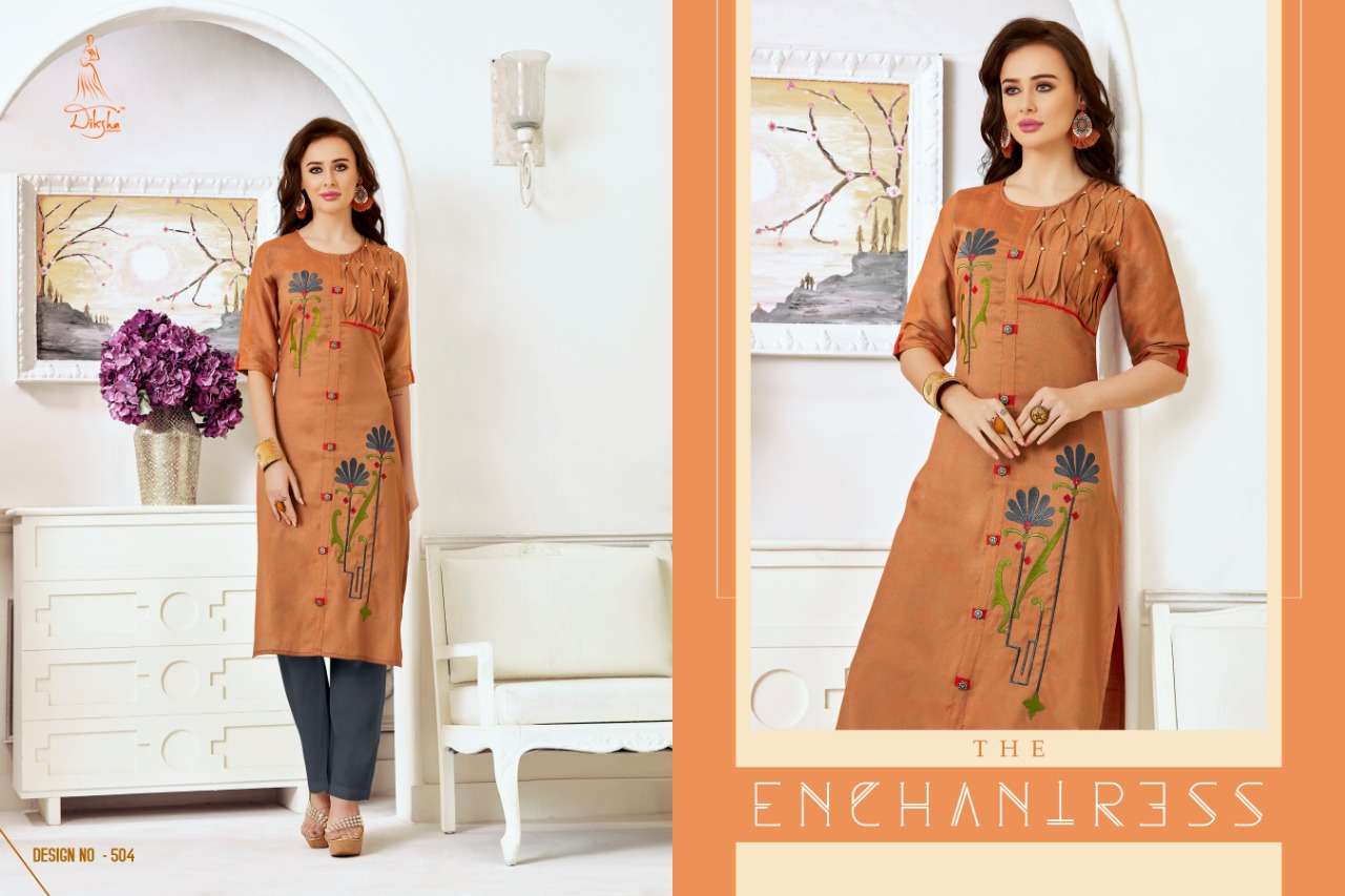 MAAHI VOL-5 BY DIKSHA FASHION 501 TO 506 SERIES BEAUTIFUL COLORFUL STYLISH FANCY CASUAL WEAR & ETHNIC WEAR & READY TO WEAR 14 KG CROSS SILK RAYON KURTIS AT WHOLESALE PRICE