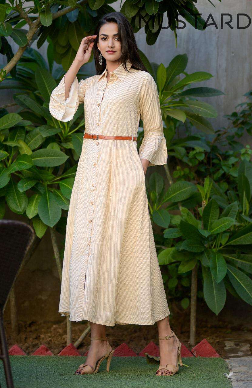 BELLS & BELTS VOL-2 BY MUSTARD 01 TO 05 SERIES DESIGNER STYLISH FANCY COLORFUL BEAUTIFUL PARTY WEAR & CASUAL & ETHNIC WEAR HEAVY RAYON PRINTED KURTIS WITH BELTS AT WHOLESALE PRICE
