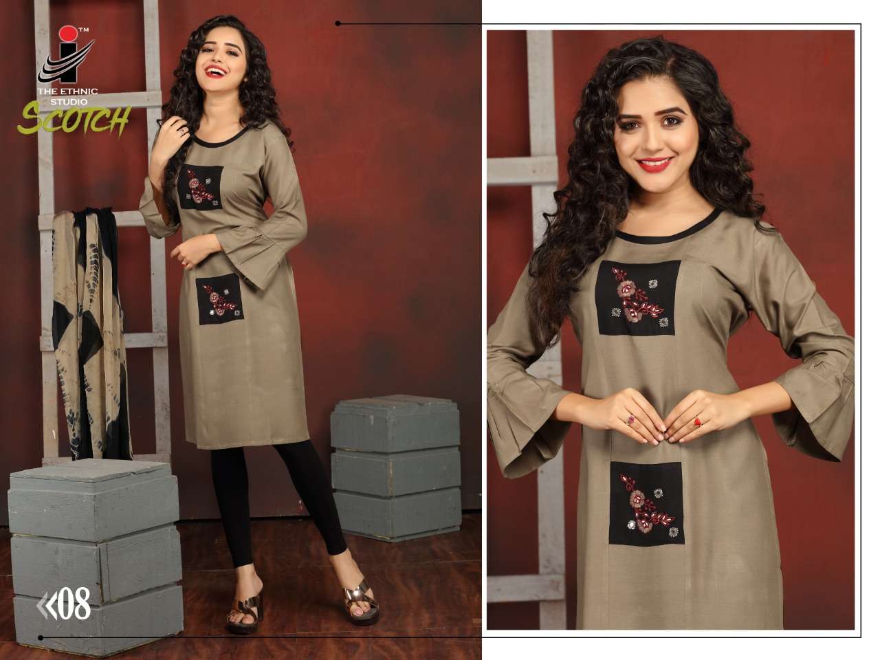 SCOTCH BY THE ETHNIC STUDIO 01 TO 08 SERIES BEAUTIFUL SUITS STYLISH FANCY COLORFUL PARTY WEAR & OCCASIONAL WEAR HEAY RAYON DRESSES AT WHOLESALE PRICE