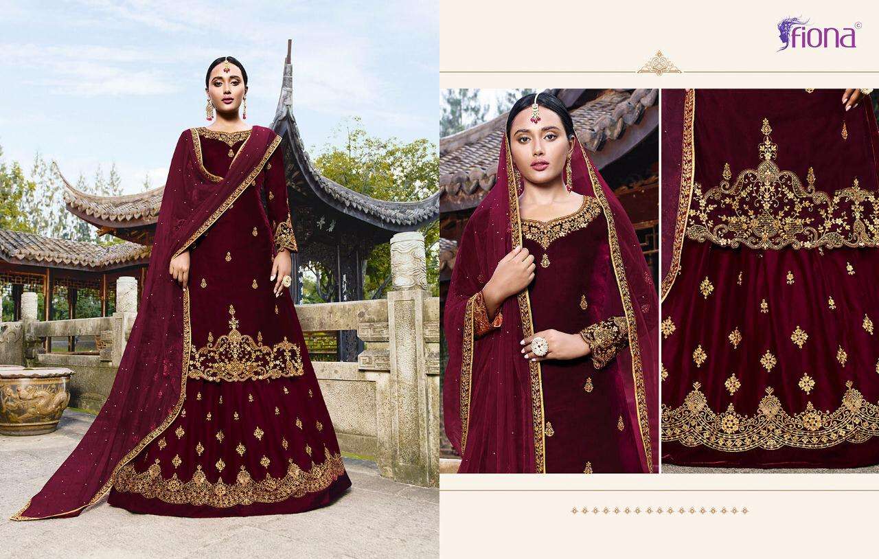 VELVET BY FIONA 22691 TO 22695 SERIES DESIGNER SHARARA SUITS COLLECTION BEAUTIFUL STYLISH FANCY COLORFUL PARTY WEAR & OCCASIONAL WEAR VELVET 9000 EMBROIDERY DRESSES AT WHOLESALE PRICE