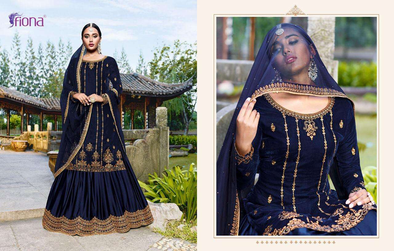 VELVET BY FIONA 22691 TO 22695 SERIES DESIGNER SHARARA SUITS COLLECTION BEAUTIFUL STYLISH FANCY COLORFUL PARTY WEAR & OCCASIONAL WEAR VELVET 9000 EMBROIDERY DRESSES AT WHOLESALE PRICE