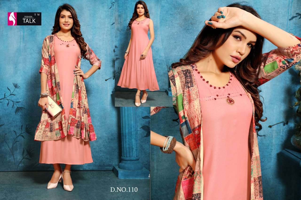 SHANA BY FASHION TALK 101 TO 110 SERIES BEAUTIFUL STYLISH FANCY COLORFUL CASUAL WEAR & ETHNIC WEAR & READY TO WEAR MAGIC RAYON WITH SEPARATE KOTI KURTI AT WHOLESALE PRICE