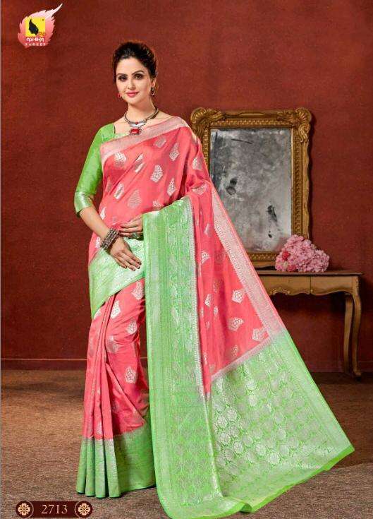 MEHENDI BY ASHIKA 2701 AND 2714 SERIES O INDIAN TRADITIONAL WEAR COLLECTION BEAUTIFUL STYLISH FANCY COLORFUL PARTY WEAR & OCCASIONAL WEAR PURE RAW SILK SAREES AT WHOLESALE PRICE