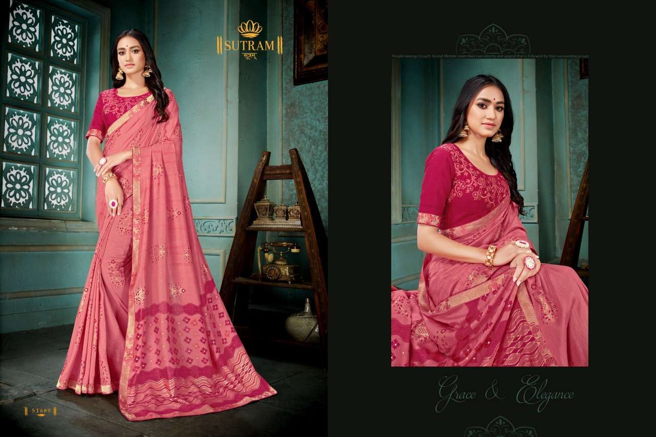 ZEEYA VOL-9 BY SUTRAM 686 TO 693 SERIES INDIAN TRADITIONAL WEAR COLLECTION BEAUTIFUL STYLISH FANCY COLORFUL PARTY WEAR & OCCASIONAL WEAR VICHITRA SILK EMBROIDERED SAREES AT WHOLESALE PRICE