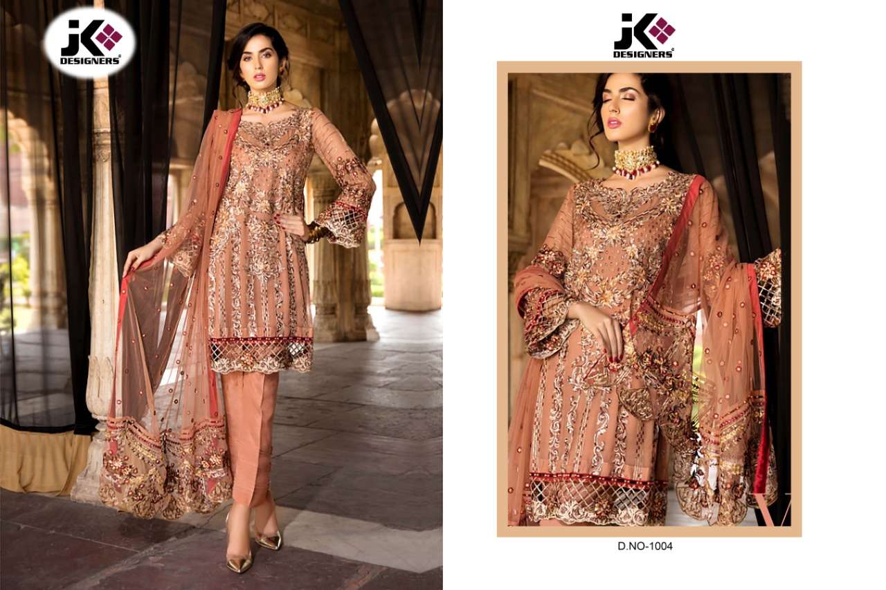 GUJARISH BY JK DESIGNER 1001 TO 1005 SERIES PAKISTANI TRADITIONAL WEAR COLLECTION BEAUTIFUL STYLISH FANCY COLORFUL PARTY WEAR & OCCASIONAL WEAR GEORGETTE WITH HEAVY EMBROIDERY DRESS AT WHOLESALE PRICE