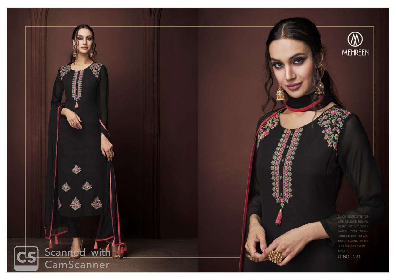 CHARM BY MEHREEN 117 TO 122 SERIES TRADITIONAL WEAR COLLECTION BEAUTIFUL STYLISH FANCY COLORFUL PARTY WEAR & OCCASIONAL WEAR GEORGETTE EMBROIDERY DRESS AT WHOLESALE PRICE