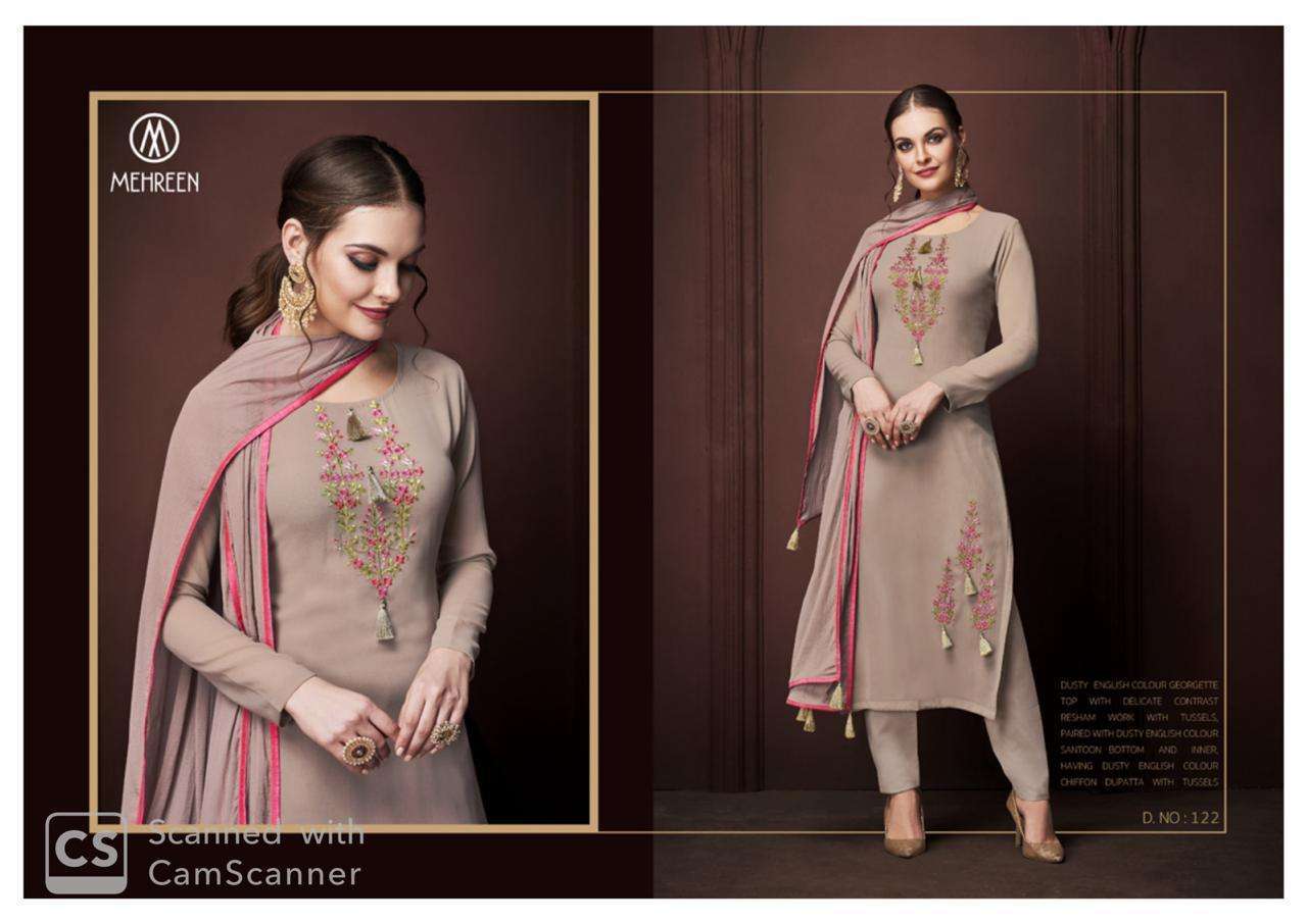 CHARM BY MEHREEN 117 TO 122 SERIES TRADITIONAL WEAR COLLECTION BEAUTIFUL STYLISH FANCY COLORFUL PARTY WEAR & OCCASIONAL WEAR GEORGETTE EMBROIDERY DRESS AT WHOLESALE PRICE