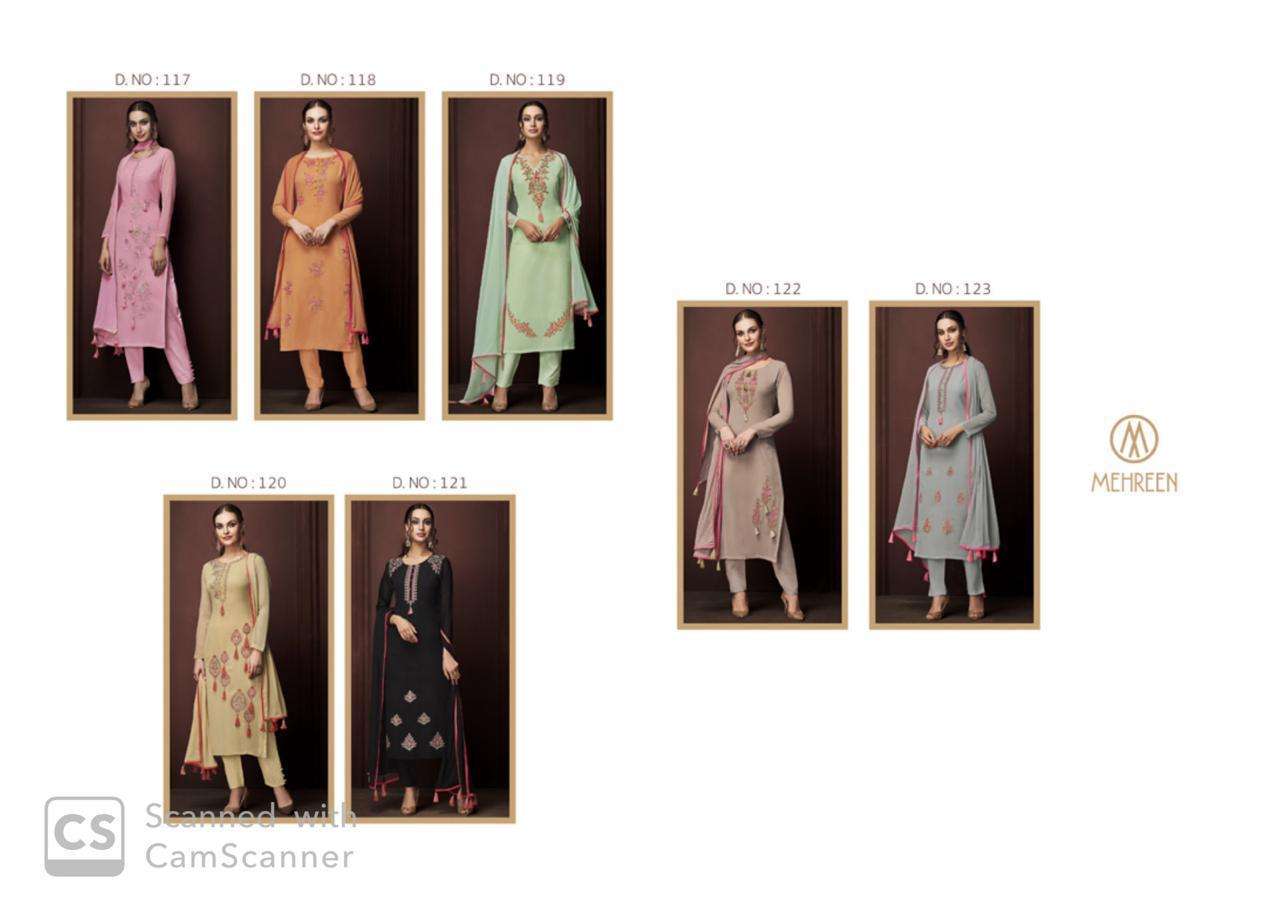 CHARM BY MEHREEN 117 TO 122 SERIES TRADITIONAL WEAR COLLECTION BEAUTIFUL STYLISH FANCY COLORFUL PARTY WEAR & OCCASIONAL WEAR GEORGETTE EMBROIDERY DRESS AT WHOLESALE PRICE