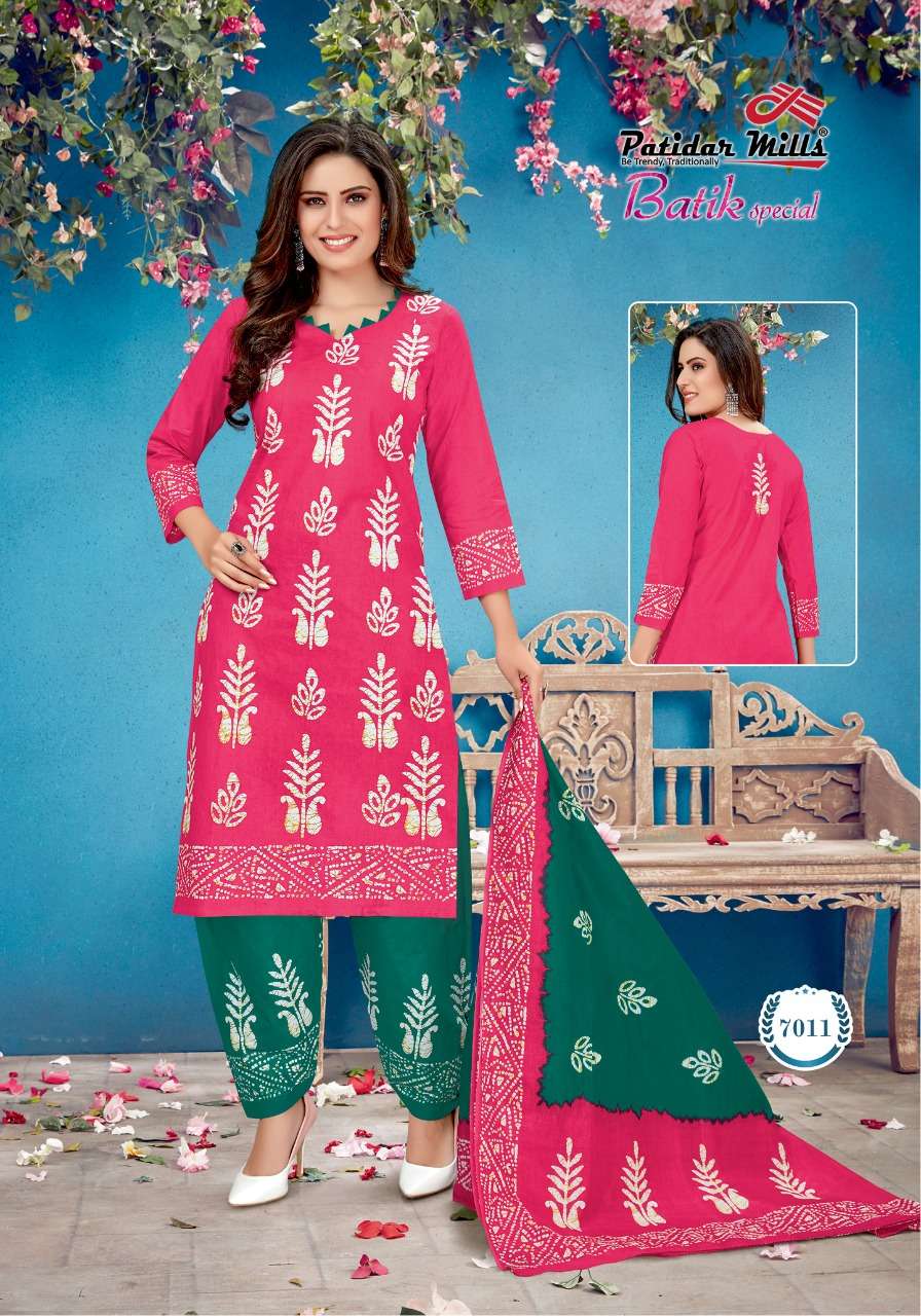 BATIK SPECIAL VOL-7 BY PATIDAR MILLS 7001 TO 7016 SERIES BEAUTIFUL STYLISH SUITS FANCY COLORFUL CASUAL WEAR & ETHNIC WEAR & READY TO WEAR FANCY PRINTED DRESSES AT WHOLESALE PRICE