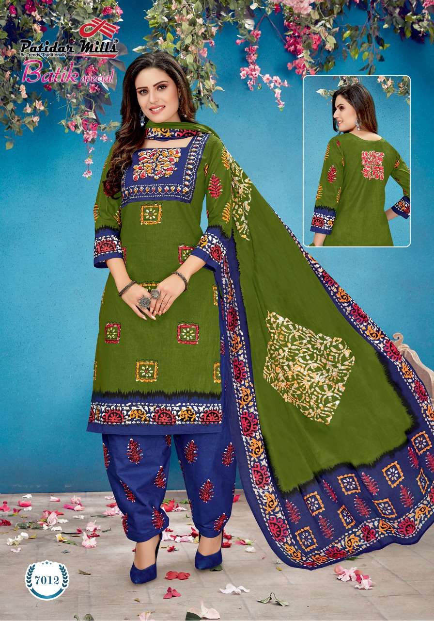 BATIK SPECIAL VOL-7 BY PATIDAR MILLS 7001 TO 7016 SERIES BEAUTIFUL STYLISH SUITS FANCY COLORFUL CASUAL WEAR & ETHNIC WEAR & READY TO WEAR FANCY PRINTED DRESSES AT WHOLESALE PRICE