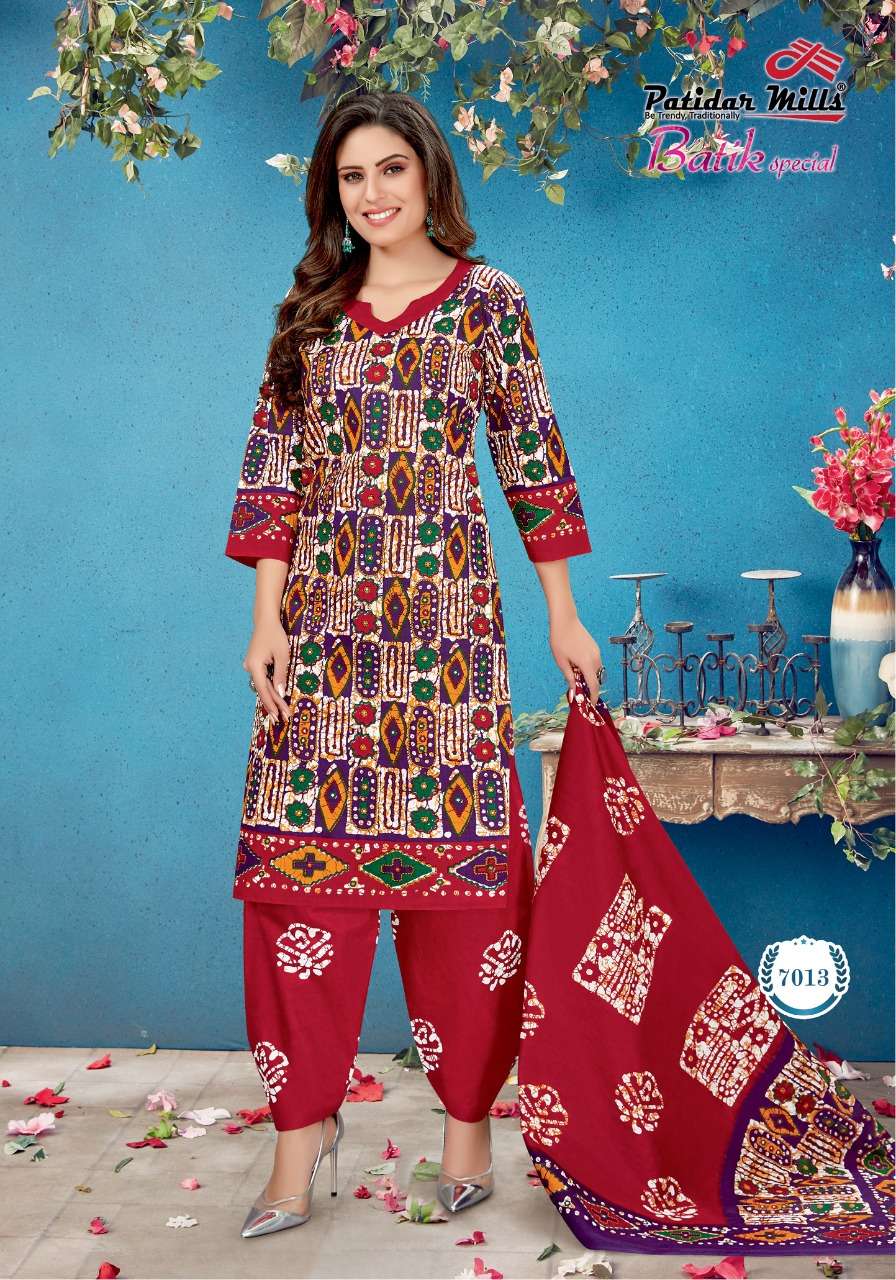 BATIK SPECIAL VOL-7 BY PATIDAR MILLS 7001 TO 7016 SERIES BEAUTIFUL STYLISH SUITS FANCY COLORFUL CASUAL WEAR & ETHNIC WEAR & READY TO WEAR FANCY PRINTED DRESSES AT WHOLESALE PRICE