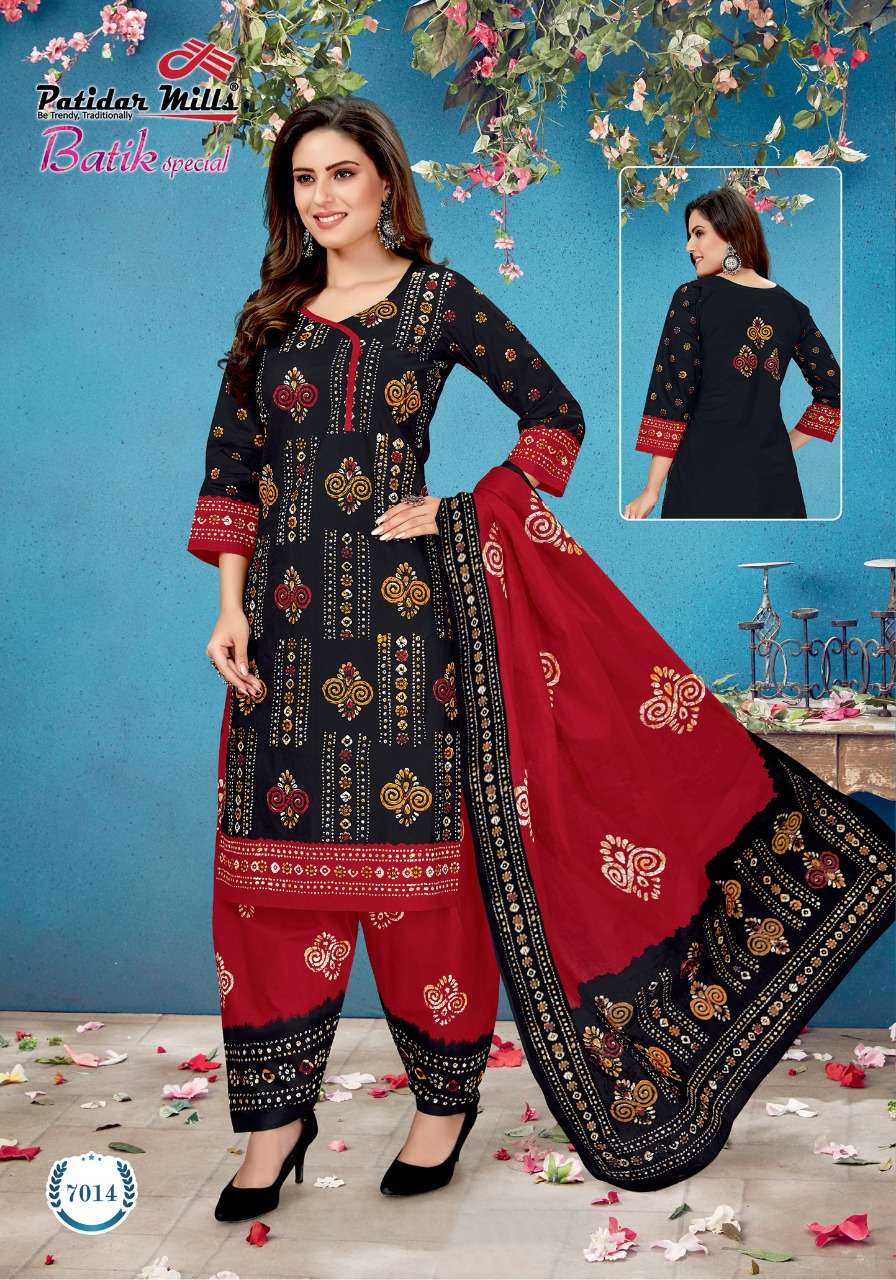 BATIK SPECIAL VOL-7 BY PATIDAR MILLS 7001 TO 7016 SERIES BEAUTIFUL STYLISH SUITS FANCY COLORFUL CASUAL WEAR & ETHNIC WEAR & READY TO WEAR FANCY PRINTED DRESSES AT WHOLESALE PRICE