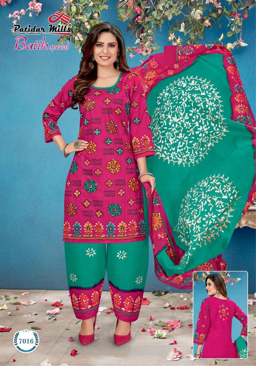 BATIK SPECIAL VOL-7 BY PATIDAR MILLS 7001 TO 7016 SERIES BEAUTIFUL STYLISH SUITS FANCY COLORFUL CASUAL WEAR & ETHNIC WEAR & READY TO WEAR FANCY PRINTED DRESSES AT WHOLESALE PRICE