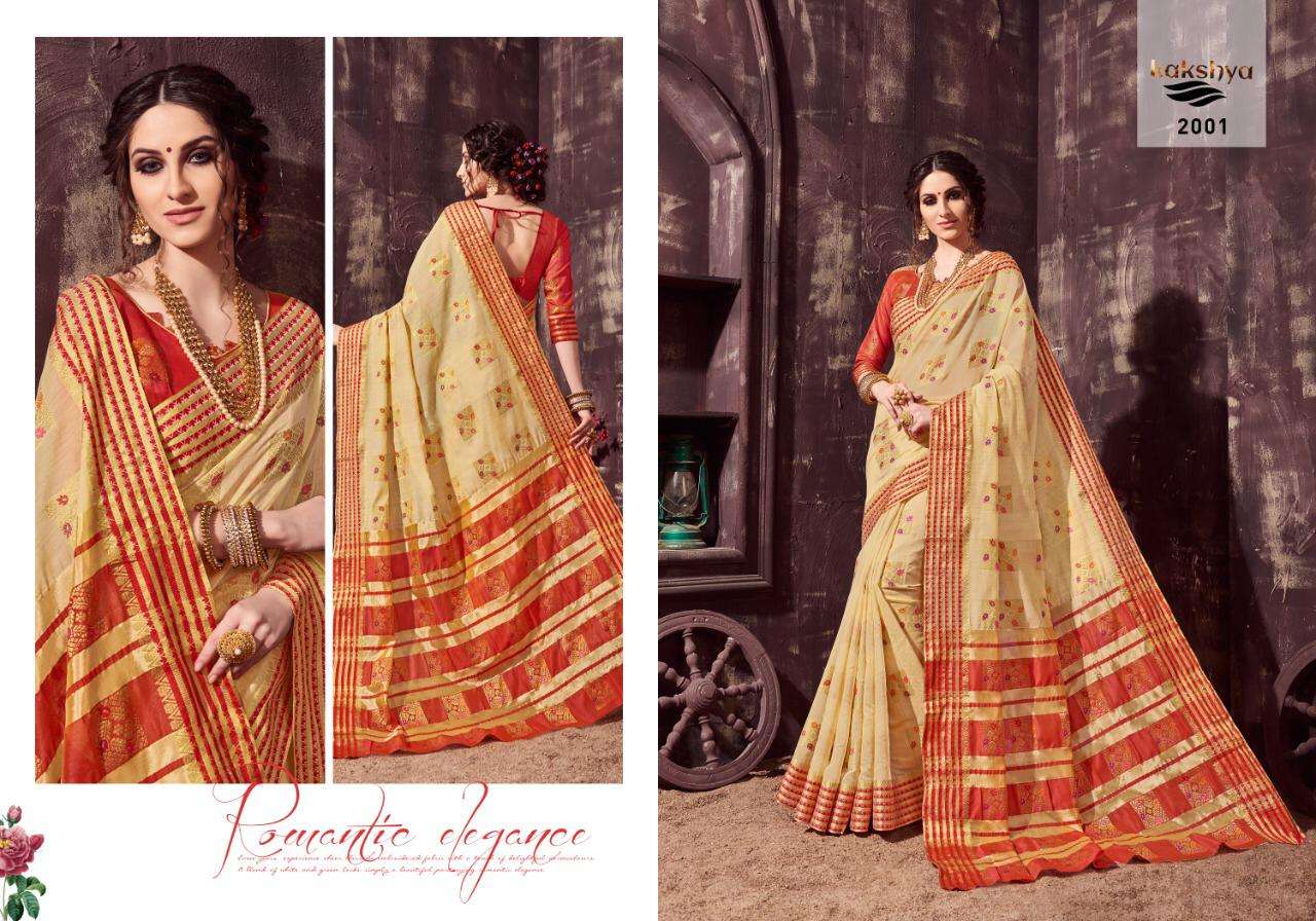 APSARA BY KAKSHYA 2001 TO 2008 SERIES INDIAN TRADITIONAL WEAR COLLECTION BEAUTIFUL STYLISH FANCY COLORFUL PARTY WEAR & OCCASIONAL WEAR COTTON SAREES AT WHOLESALE PRICE