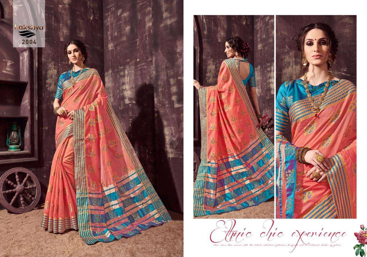 APSARA BY KAKSHYA 2001 TO 2008 SERIES INDIAN TRADITIONAL WEAR COLLECTION BEAUTIFUL STYLISH FANCY COLORFUL PARTY WEAR & OCCASIONAL WEAR COTTON SAREES AT WHOLESALE PRICE