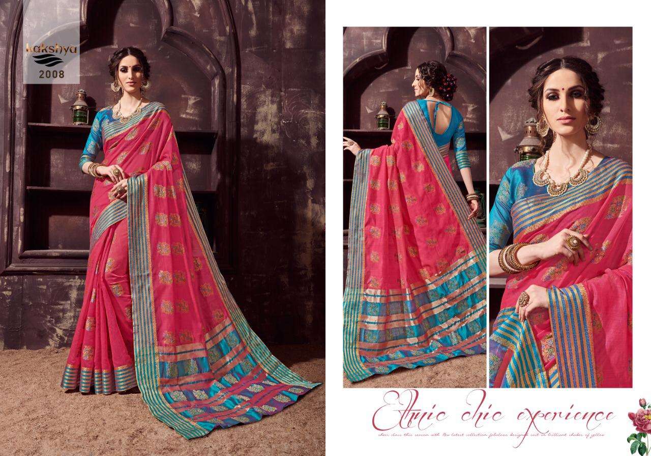 APSARA BY KAKSHYA 2001 TO 2008 SERIES INDIAN TRADITIONAL WEAR COLLECTION BEAUTIFUL STYLISH FANCY COLORFUL PARTY WEAR & OCCASIONAL WEAR COTTON SAREES AT WHOLESALE PRICE