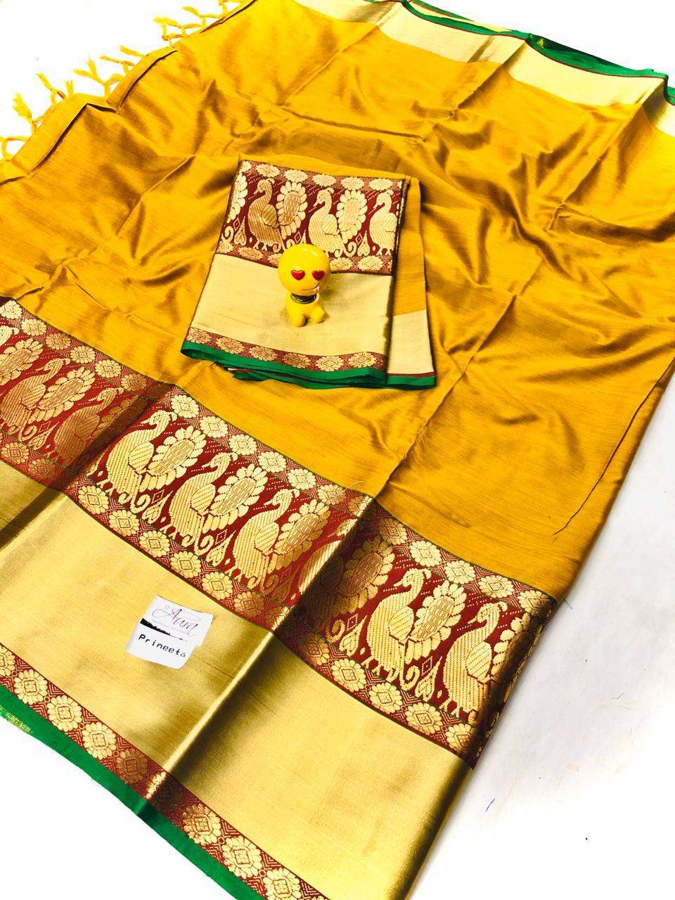 PARINEETA BY AURA 101 TO 109 SERIES INDIAN TRADITIONAL WEAR COLLECTION BEAUTIFUL STYLISH FANCY COLORFUL PARTY WEAR & OCCASIONAL WEAR COTTON SILK SAREES AT WHOLESALE PRICE