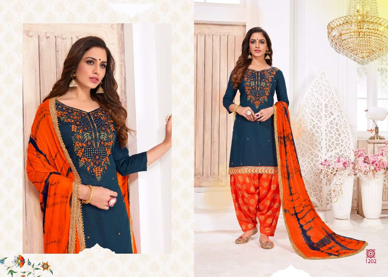 MAHEK VOL-12 BY UTSAV SUITS 1201 TO 1206 SERIES DESIGNER PATIYALA SUITS BEAUTIFUL FANCY COLORFUL STYLISH PARTY WEAR & ETHNIC WEAR GLAZE COTTON EMBROIDERY DRESSES AT WHOLESALE PRICE