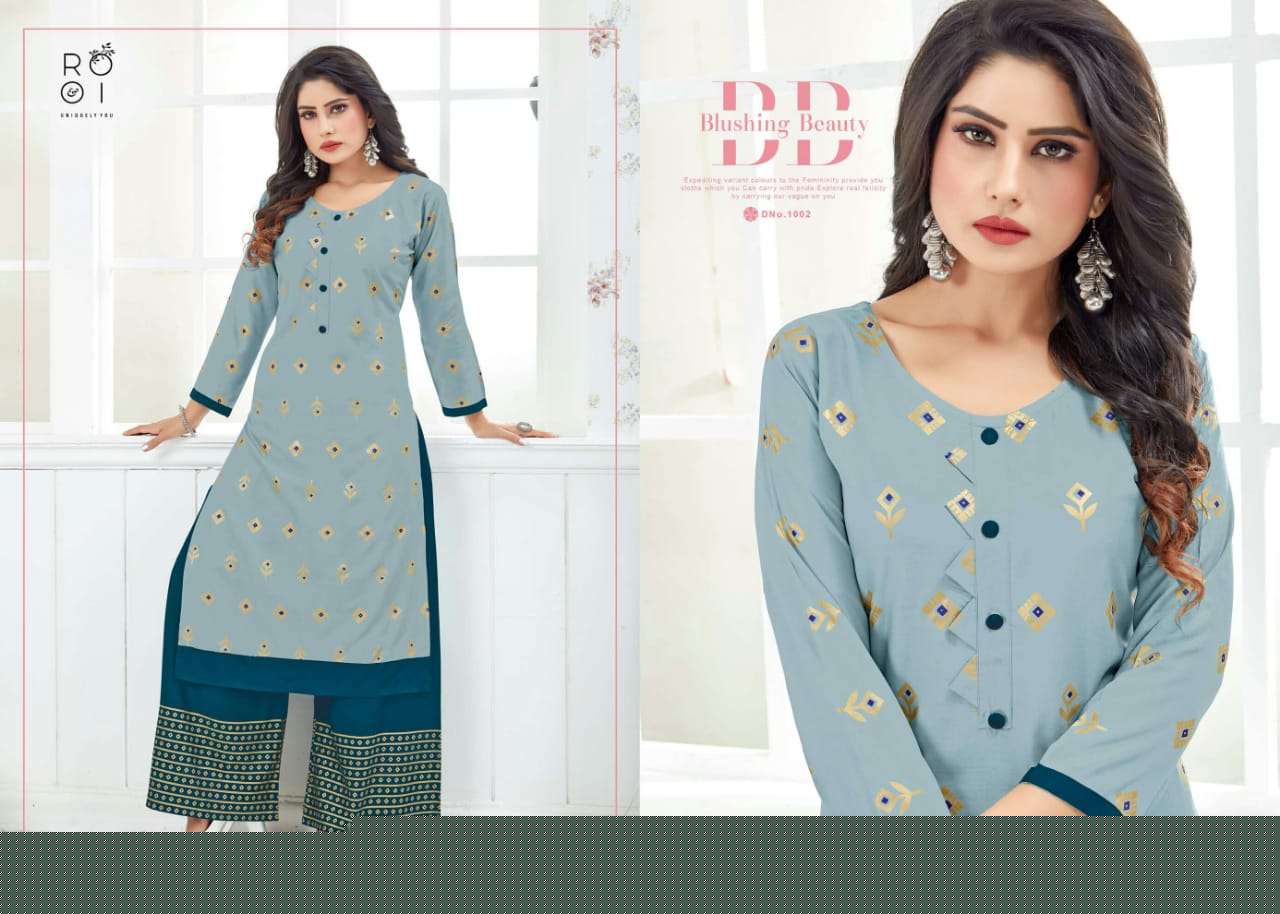 FESTIVE COLOURS BY ROOI 1001 TO 1006 SERIES BEAUTIFUL STYLISH FANCY COLORFUL CASUAL WEAR & ETHNIC WEAR & READY TO WEAR HEAVY RAYON GOLD PRINTED KURTIS AT WHOLESALE PRICE