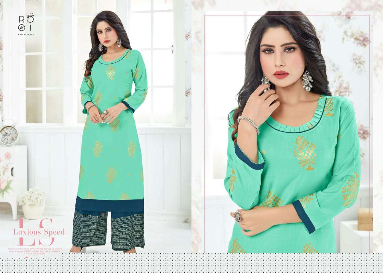 FESTIVE COLOURS BY ROOI 1001 TO 1006 SERIES BEAUTIFUL STYLISH FANCY COLORFUL CASUAL WEAR & ETHNIC WEAR & READY TO WEAR HEAVY RAYON GOLD PRINTED KURTIS AT WHOLESALE PRICE