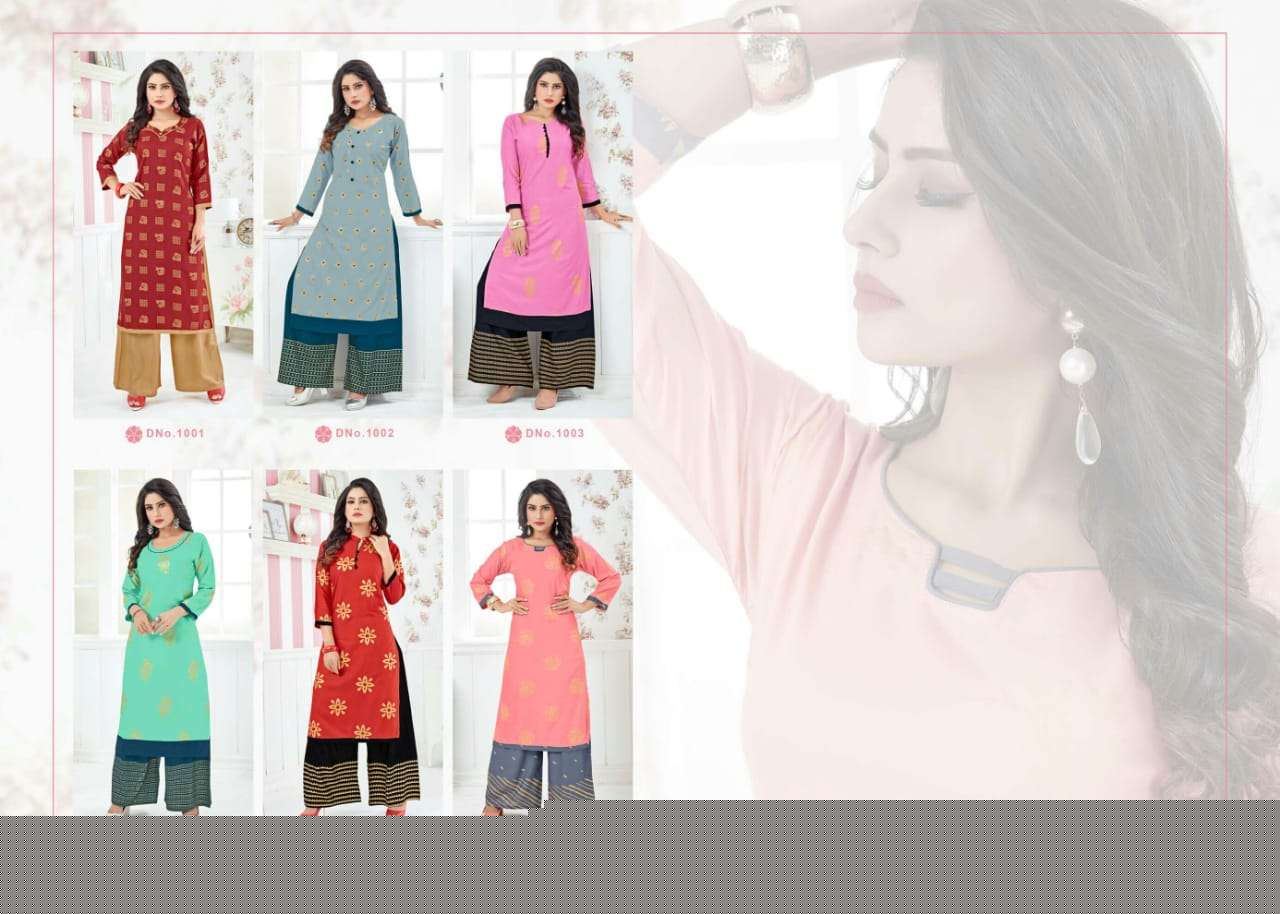FESTIVE COLOURS BY ROOI 1001 TO 1006 SERIES BEAUTIFUL STYLISH FANCY COLORFUL CASUAL WEAR & ETHNIC WEAR & READY TO WEAR HEAVY RAYON GOLD PRINTED KURTIS AT WHOLESALE PRICE