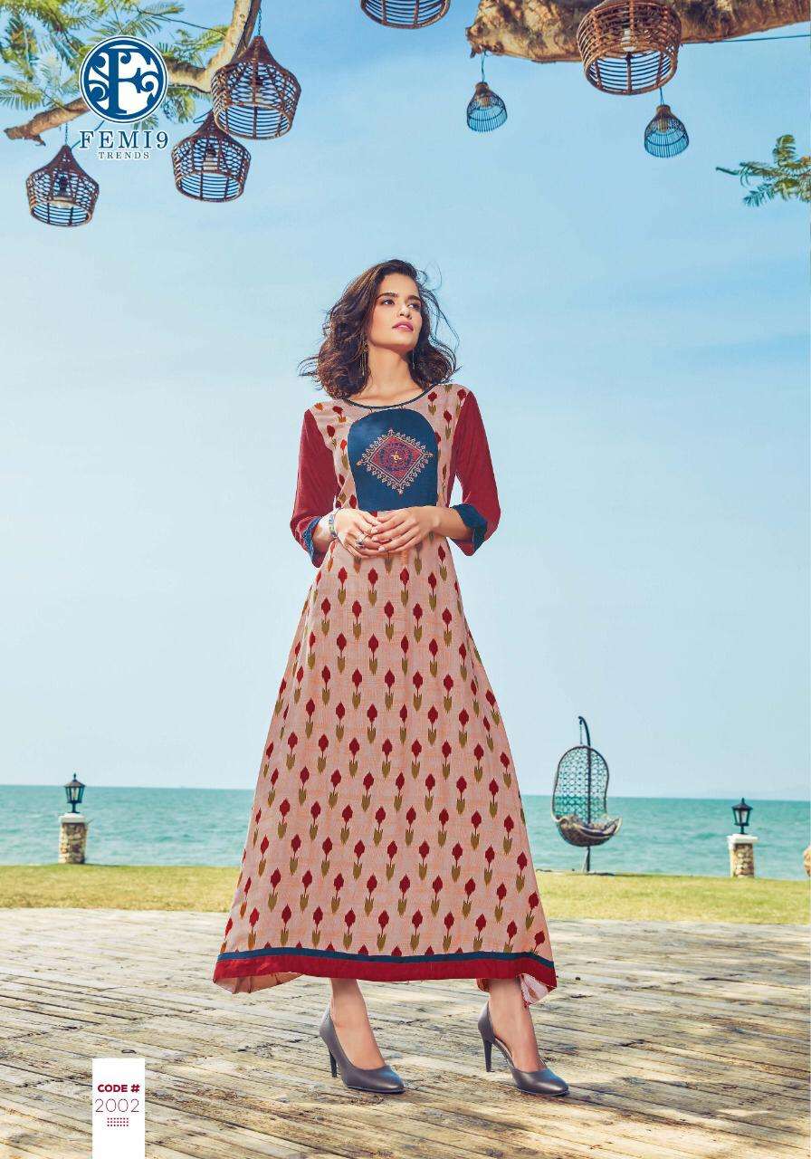 FIZZAH VOL-2 BY FEMI9 TRENDZ 2001 TO 2010 SERIES BEAUTIFUL STYLISH FANCY COLORFUL CASUAL WEAR & ETHNIC WEAR & READY TO WEAR 14 KG RAYON FABULOUS PRINTED KURTIS AT WHOLESALE PRICE
