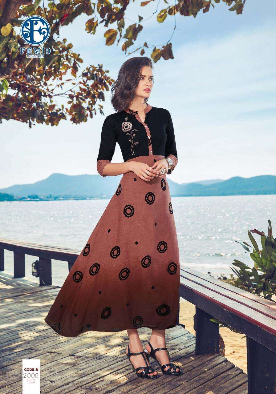 FIZZAH VOL-2 BY FEMI9 TRENDZ 2001 TO 2010 SERIES BEAUTIFUL STYLISH FANCY COLORFUL CASUAL WEAR & ETHNIC WEAR & READY TO WEAR 14 KG RAYON FABULOUS PRINTED KURTIS AT WHOLESALE PRICE