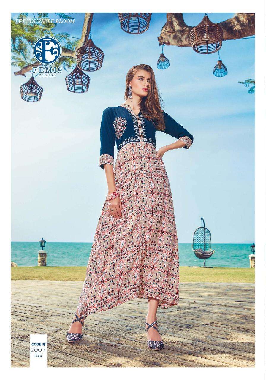 FIZZAH VOL-2 BY FEMI9 TRENDZ 2001 TO 2010 SERIES BEAUTIFUL STYLISH FANCY COLORFUL CASUAL WEAR & ETHNIC WEAR & READY TO WEAR 14 KG RAYON FABULOUS PRINTED KURTIS AT WHOLESALE PRICE