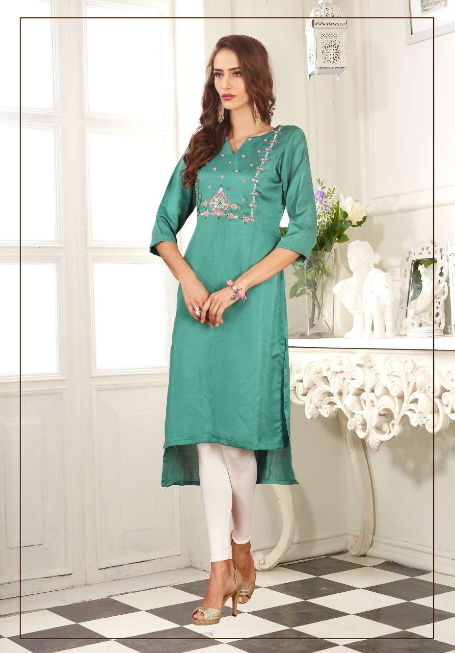 SAEE VOL-2 BY RAM FASHION 2001-A TO 2010-B SERIES INDIAN TRADITIONAL WEAR COLLECTION BEAUTIFUL STYLISH FANCY COLORFUL PARTY WEAR & OCCASIONAL WEAR DOLA SILK KURTI WITH EMBROIDERY KURTIS AT WHOLESALE PRICE