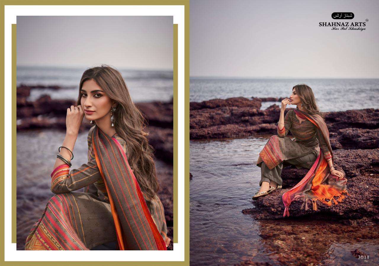GULSHAN VOL-4 BY SHAHNAZ ARTS 3009 TO 3016 SERIES DESIGNER SUITS BEAUTIFUL FANCY COLORFUL STYLISH PARTY WEAR & ETHNIC WEAR HEAVY PASHMINA PRINTED DRESSES AT WHOLESALE PRICE