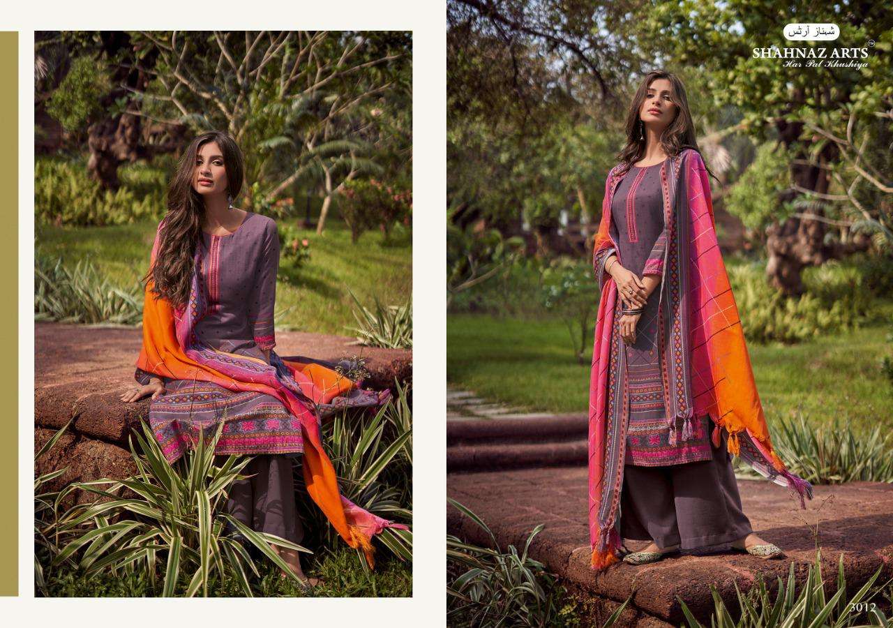 GULSHAN VOL-4 BY SHAHNAZ ARTS 3009 TO 3016 SERIES DESIGNER SUITS BEAUTIFUL FANCY COLORFUL STYLISH PARTY WEAR & ETHNIC WEAR HEAVY PASHMINA PRINTED DRESSES AT WHOLESALE PRICE